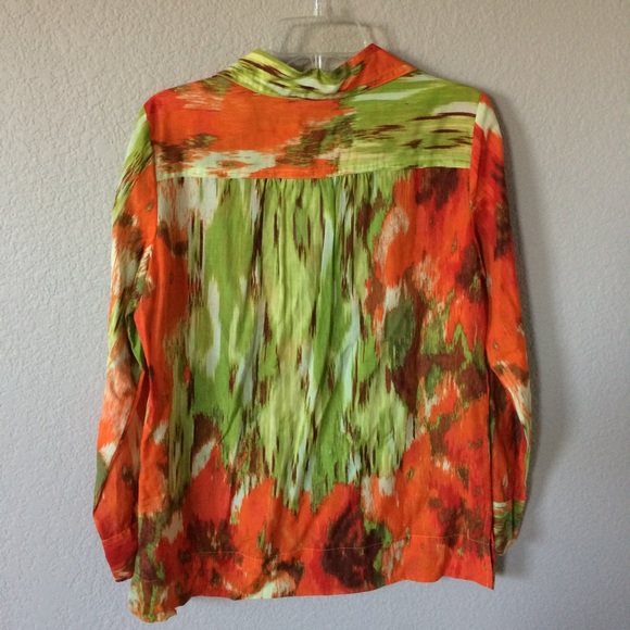Talbots vibrant tunic blouse coverup v-neck - Picture 3 of 8